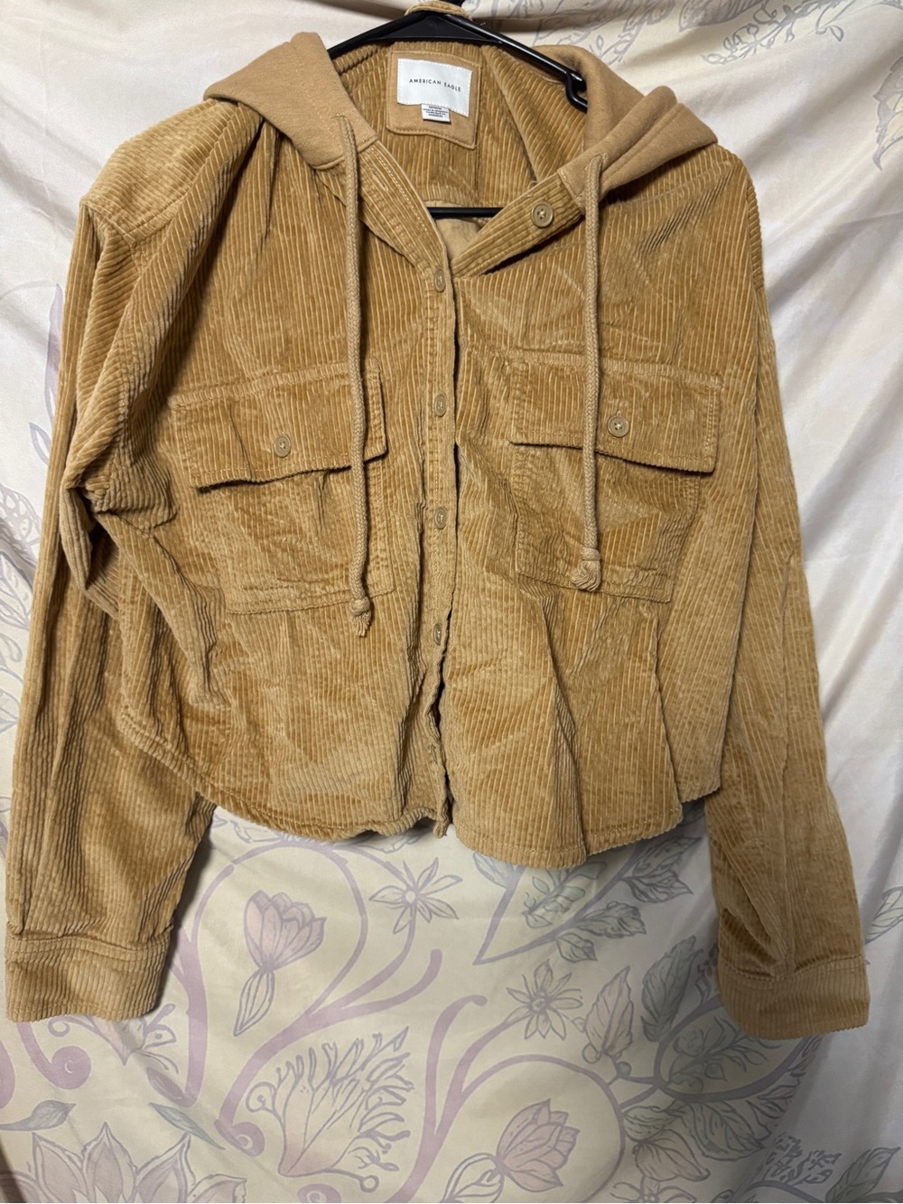 American Eagle Corduroy Hooded Jacket - Camel/Tan